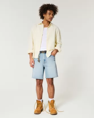 Above-the-Knee Distressed Loose Denim Shorts,Above-the-Knee Distressed Loose Denim Shorts