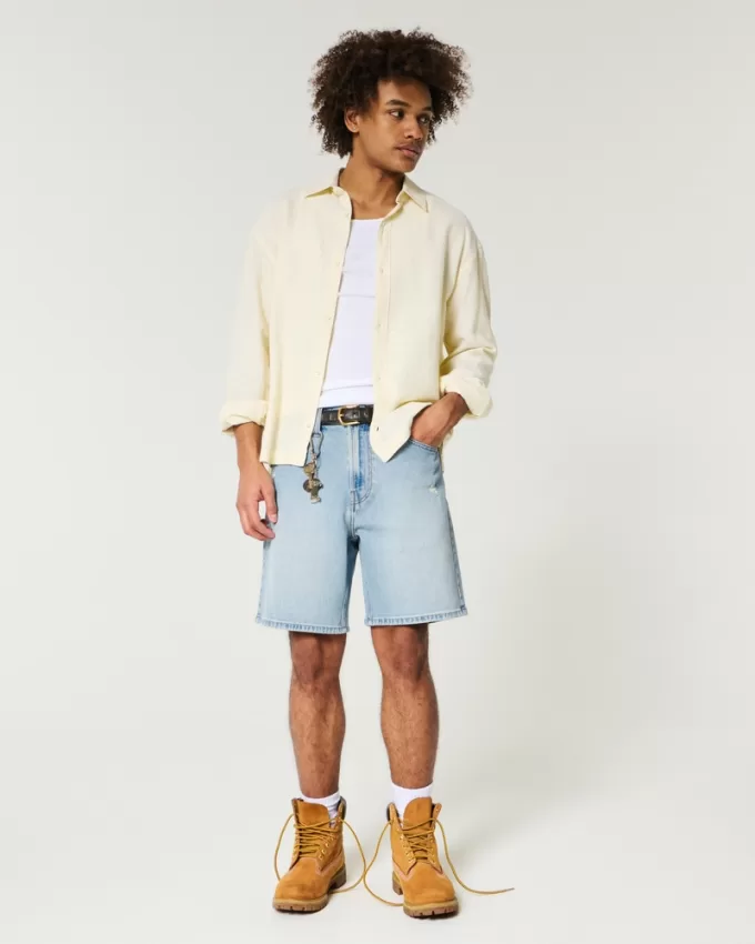 Above-the-Knee Distressed Loose Denim Shorts,Above-the-Knee Distressed Loose Denim Shorts Above-the-Knee Distressed Loose Denim Shorts,Above-the-Knee Distressed Loose Denim Shorts