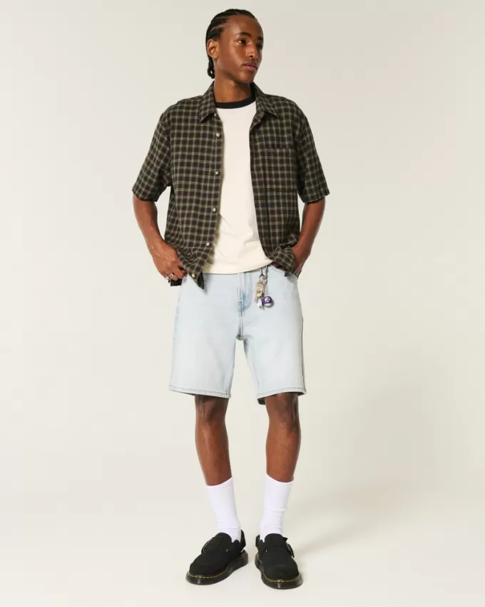 Above-the-Knee Loose Denim Shorts,Above-the-Knee Loose Denim Shorts Above-the-Knee Loose Denim Shorts,Above-the-Knee Loose Denim Shorts