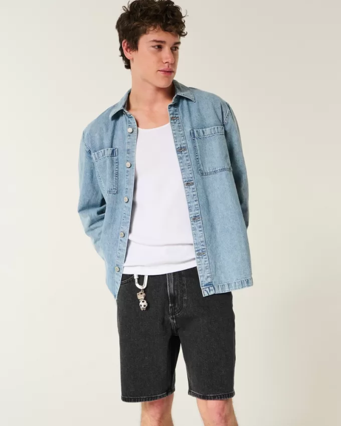 Above-the-Knee Loose Denim Shorts,Above-the-Knee Loose Denim Shorts Above-the-Knee Loose Denim Shorts,Above-the-Knee Loose Denim Shorts