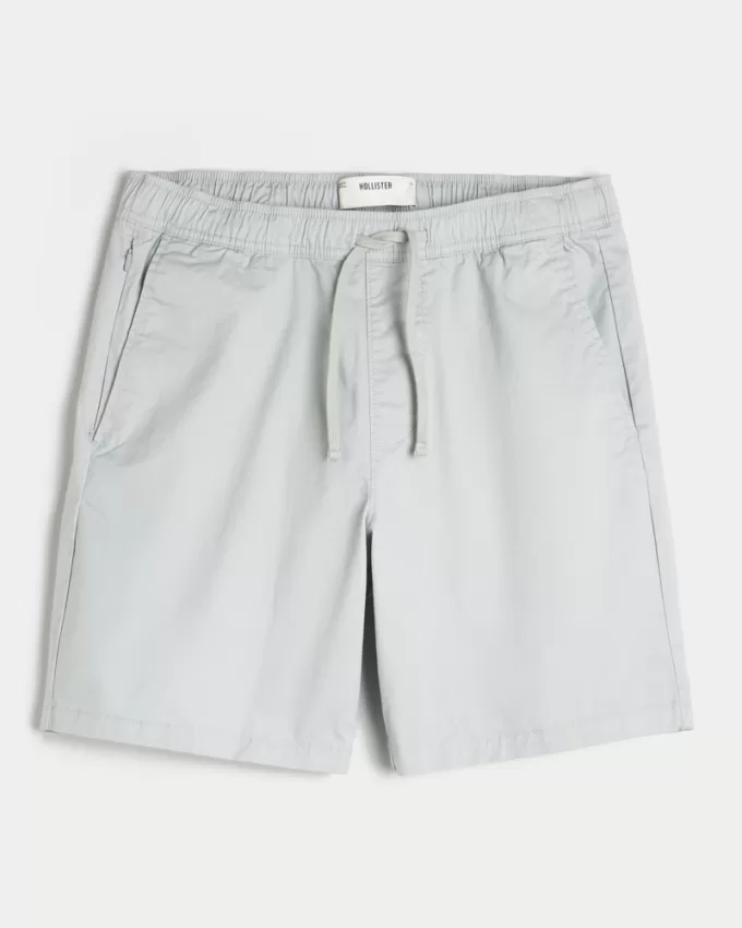 Above-the-Knee Twill Pull-On Shorts,Above-the-Knee Twill Pull-On Shorts