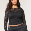 All-Over Lace Crew Top,All-Over Lace Crew Top
