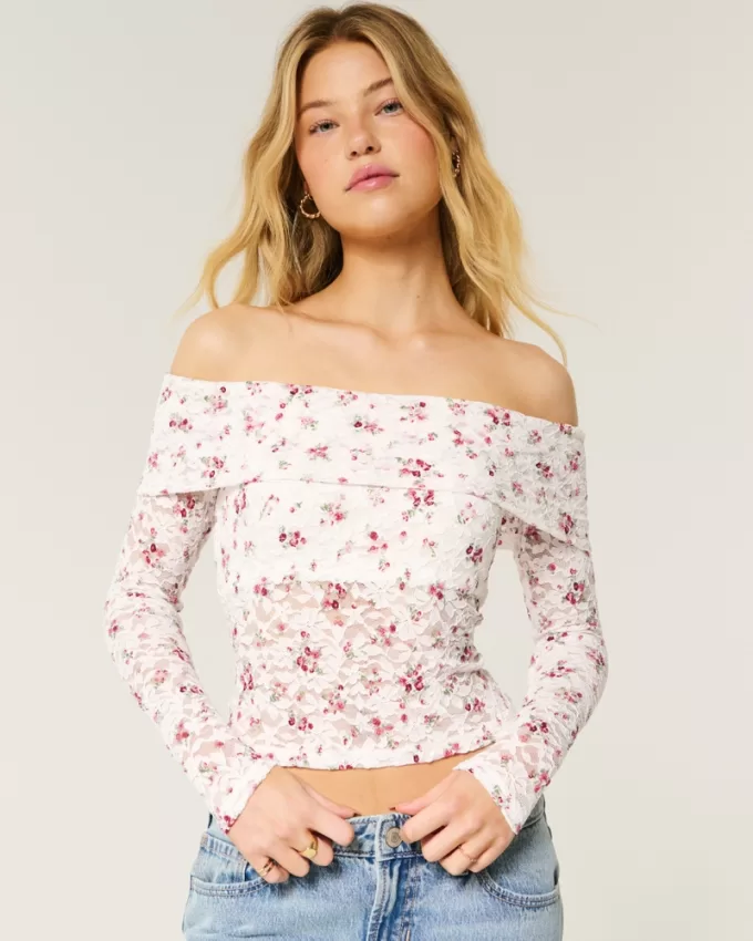 All-Over Lace Off-the-Shoulder Top,All-Over Lace Off-the-Shoulder Top All-Over Lace Off-the-Shoulder Top,All-Over Lace Off-the-Shoulder Top