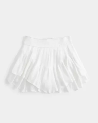 Asymmetrical Hem Tiered Mini Skort,Asymmetrical Hem Tiered Mini Skort