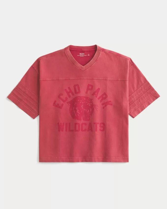 Baggy Heavyweight Crop Graphic Football Tee,Baggy Heavyweight Crop Graphic Football Tee