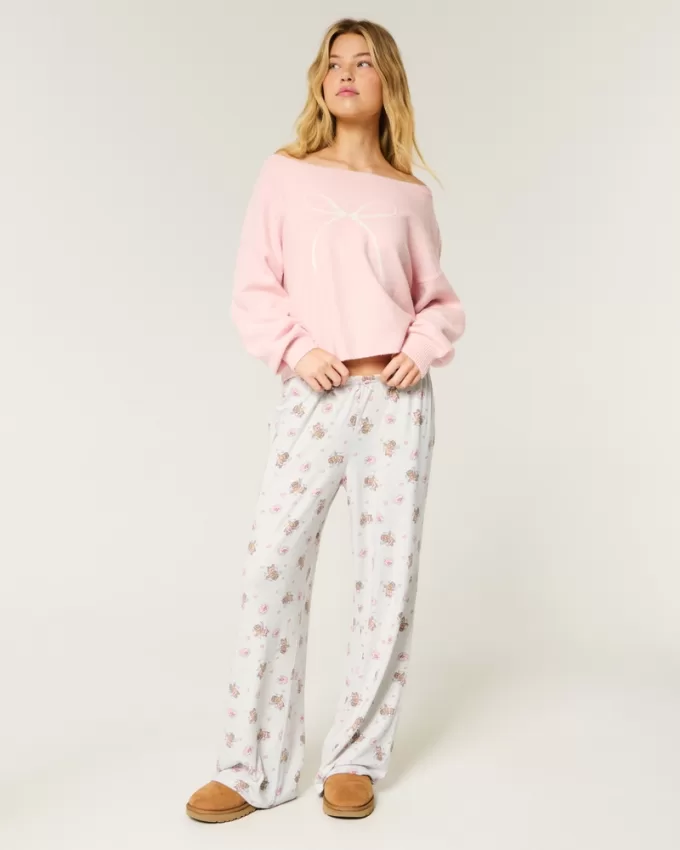 Bear Graphic Pajama Pants,Bear Graphic Pajama Pants