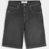 Below-the-Knee Washed Black Super Baggy Denim Shorts,Below-the-Knee Washed Black Super Baggy Denim Shorts Below-the-Knee Washed Black Super Baggy Denim Shorts,Below-the-Knee Washed Black Super Baggy Denim Shorts