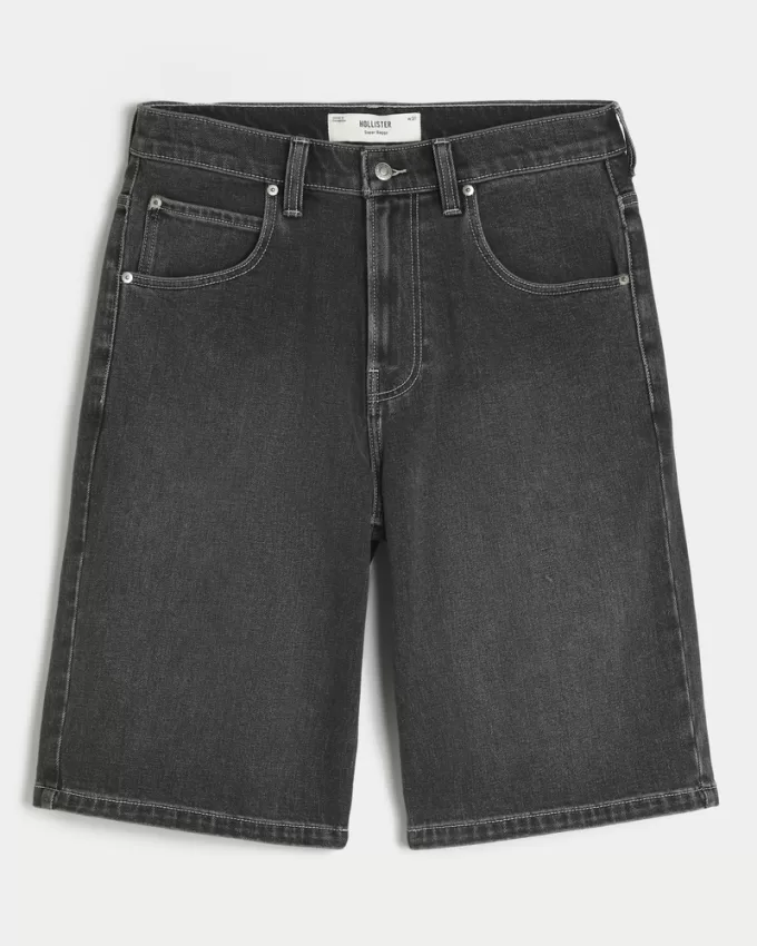 Below-the-Knee Washed Black Super Baggy Denim Shorts,Below-the-Knee Washed Black Super Baggy Denim Shorts Below-the-Knee Washed Black Super Baggy Denim Shorts,Below-the-Knee Washed Black Super Baggy Denim Shorts