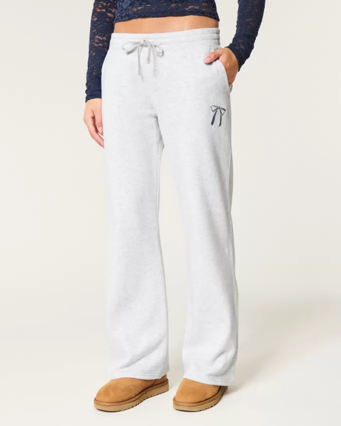Bow Graphic Straight Sweatpants,Bow Graphic Straight Sweatpants