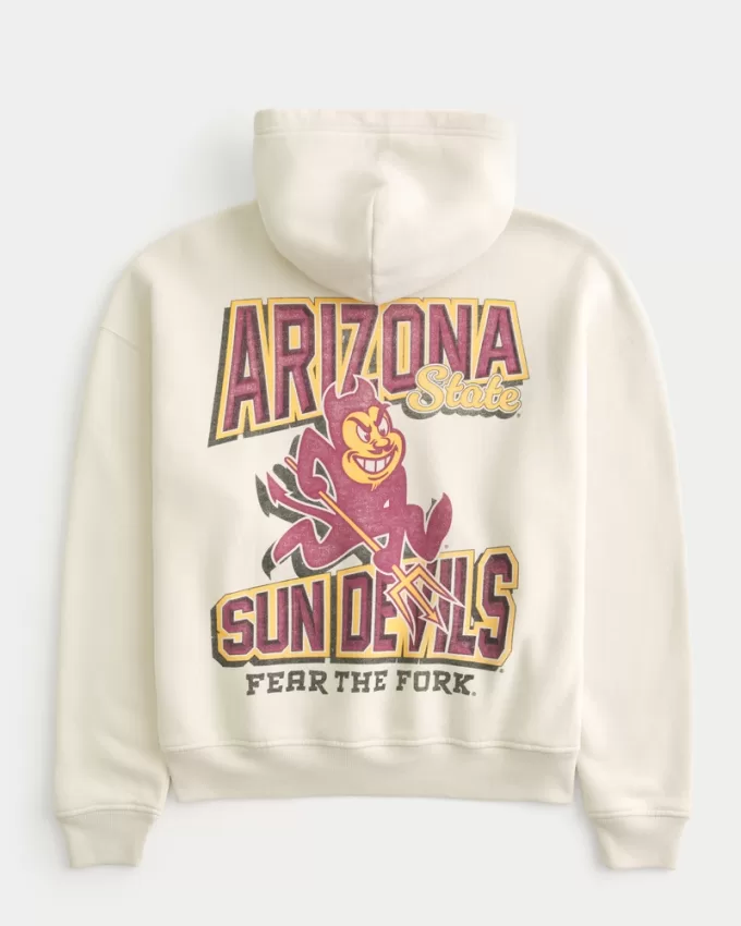 Boxy Arizona State University Sun Devils Graphic Hoodie,Boxy Arizona State University Sun Devils Graphic Hoodie