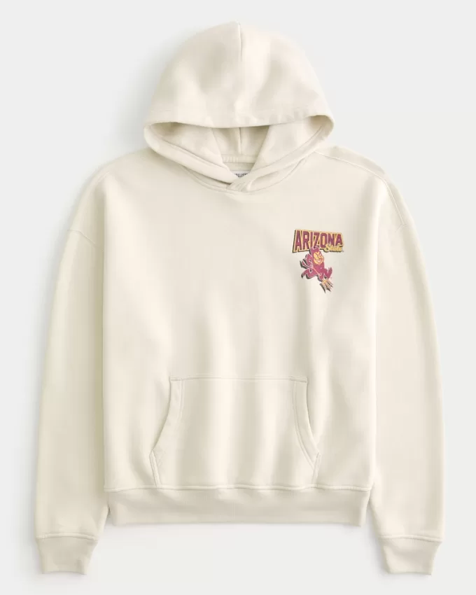Boxy Arizona State University Sun Devils Graphic Hoodie,Boxy Arizona State University Sun Devils Graphic Hoodie