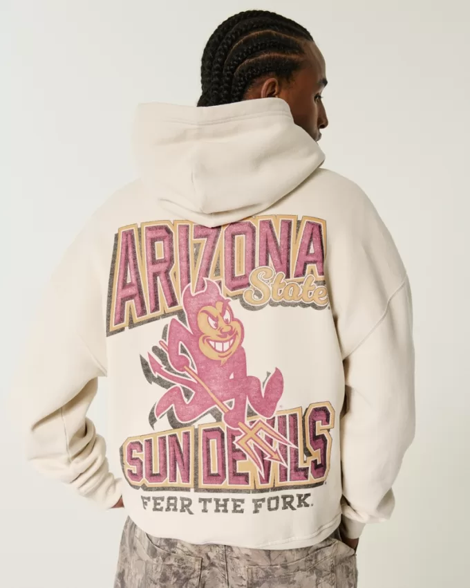 Boxy Arizona State University Sun Devils Graphic Hoodie,Boxy Arizona State University Sun Devils Graphic Hoodie