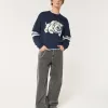 Boxy Bulldog Graphic Crew Sweater,Boxy Bulldog Graphic Crew Sweater
