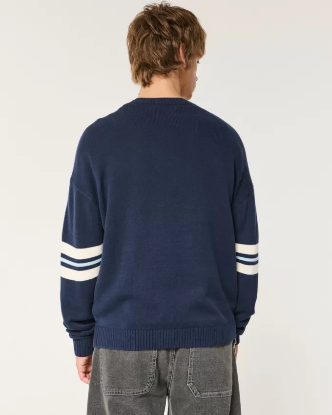 Boxy Bulldog Graphic Crew Sweater,Boxy Bulldog Graphic Crew Sweater