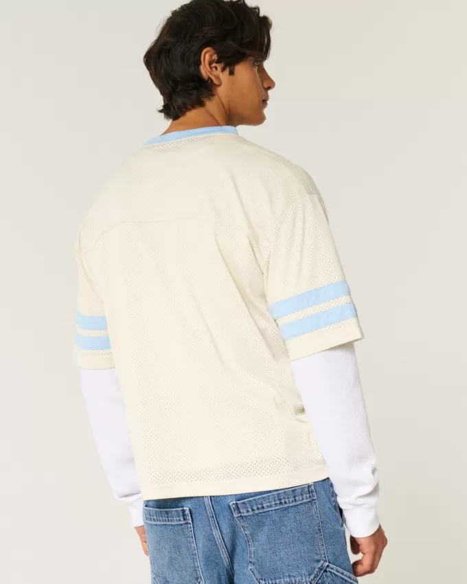 Boxy Crop Mesh Graphic Football Jersey,Boxy Crop Mesh Graphic Football Jersey Boxy Crop Mesh Graphic Football Jersey,Boxy Crop Mesh Graphic Football Jersey