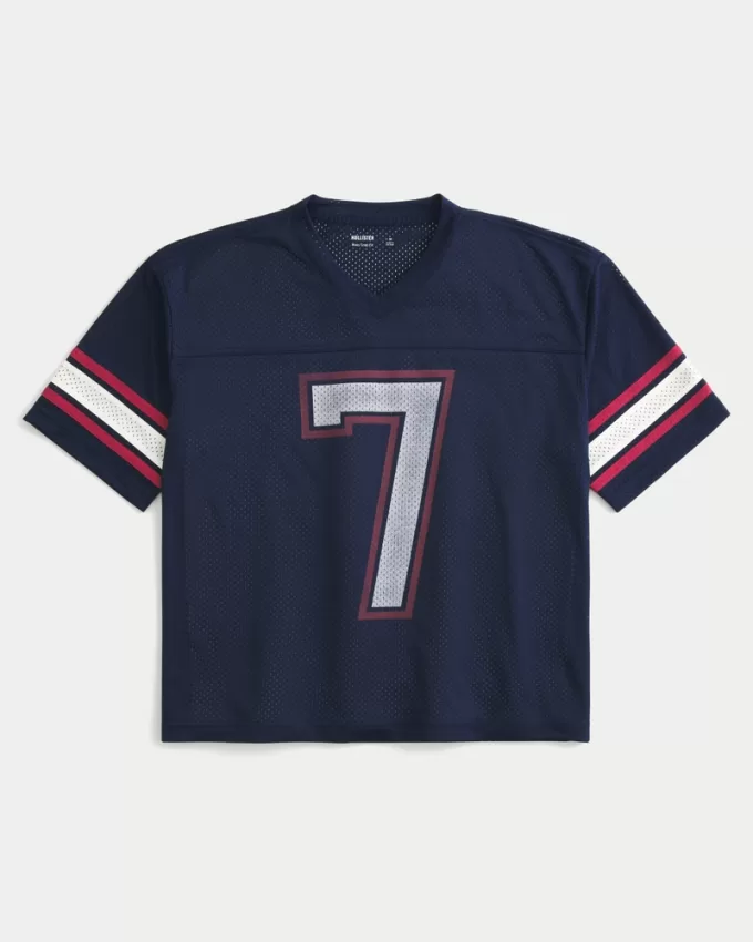 Boxy Crop Mesh Graphic Football Jersey,Boxy Crop Mesh Graphic Football Jersey Boxy Crop Mesh Graphic Football Jersey,Boxy Crop Mesh Graphic Football Jersey