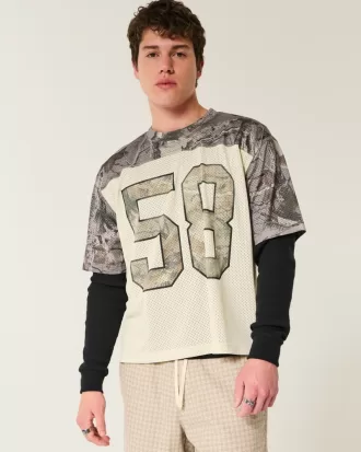 Boxy Crop Mesh Graphic Football Jersey,Boxy Crop Mesh Graphic Football Jersey Boxy Crop Mesh Graphic Football Jersey,Boxy Crop Mesh Graphic Football Jersey
