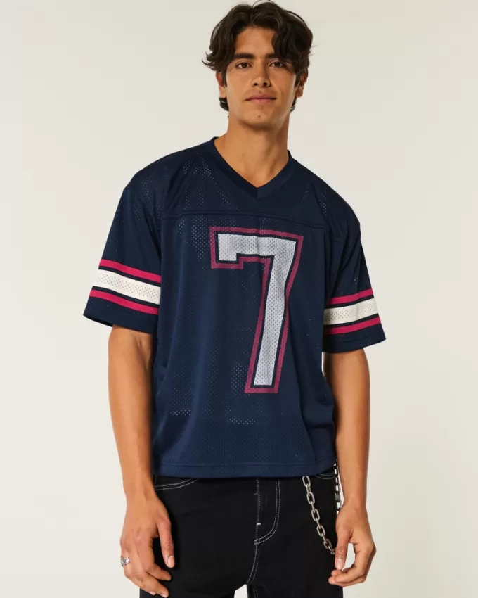 Boxy Crop Mesh Graphic Football Jersey,Boxy Crop Mesh Graphic Football Jersey Boxy Crop Mesh Graphic Football Jersey,Boxy Crop Mesh Graphic Football Jersey