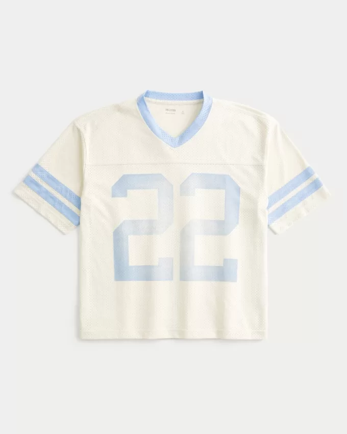 Boxy Crop Mesh Graphic Football Jersey,Boxy Crop Mesh Graphic Football Jersey Boxy Crop Mesh Graphic Football Jersey,Boxy Crop Mesh Graphic Football Jersey