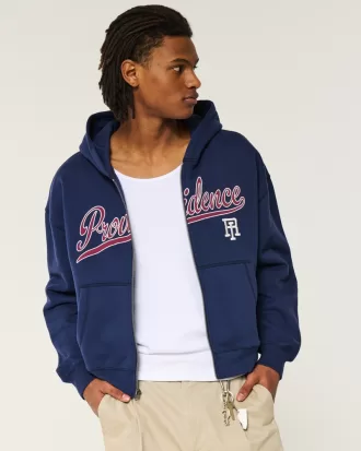 Boxy Crop Providence Rhode Island Graphic Zip-Up Hoodie,Boxy Crop Providence Rhode Island Graphic Zip-Up Hoodie