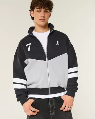 Boxy Fleece Logo Track Jacket,Boxy Fleece Logo Track Jacket