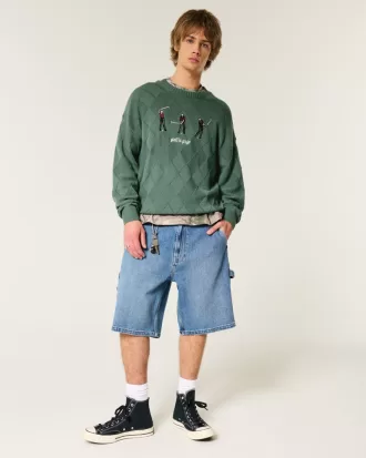 Boxy Golf Graphic Crew Sweater,Boxy Golf Graphic Crew Sweater Boxy Golf Graphic Crew Sweater,Boxy Golf Graphic Crew Sweater