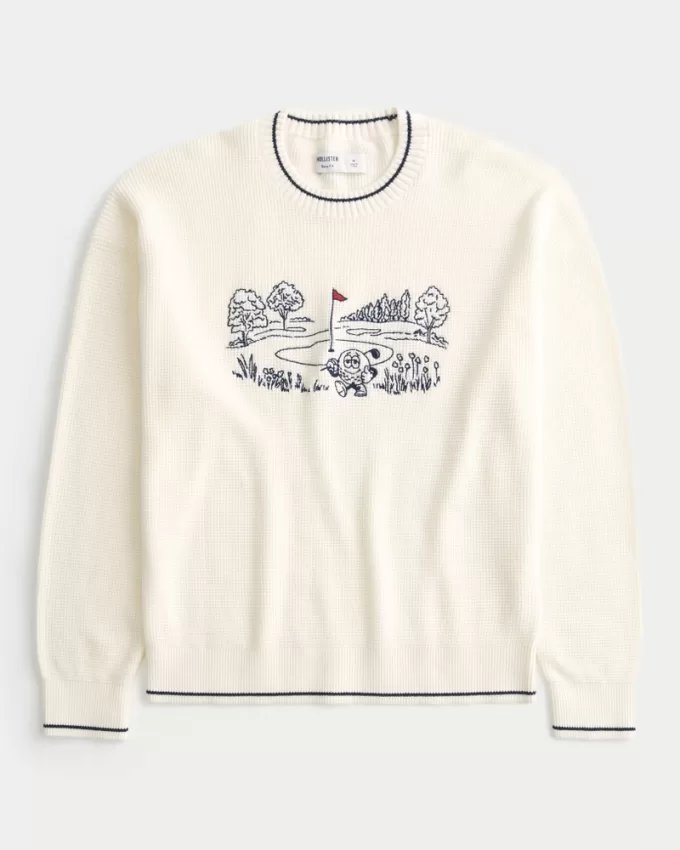 Boxy Golf Graphic Crew Sweater,Boxy Golf Graphic Crew Sweater Boxy Golf Graphic Crew Sweater,Boxy Golf Graphic Crew Sweater