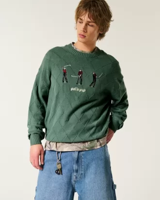 Boxy Golf Graphic Crew Sweater,Boxy Golf Graphic Crew Sweater Boxy Golf Graphic Crew Sweater,Boxy Golf Graphic Crew Sweater