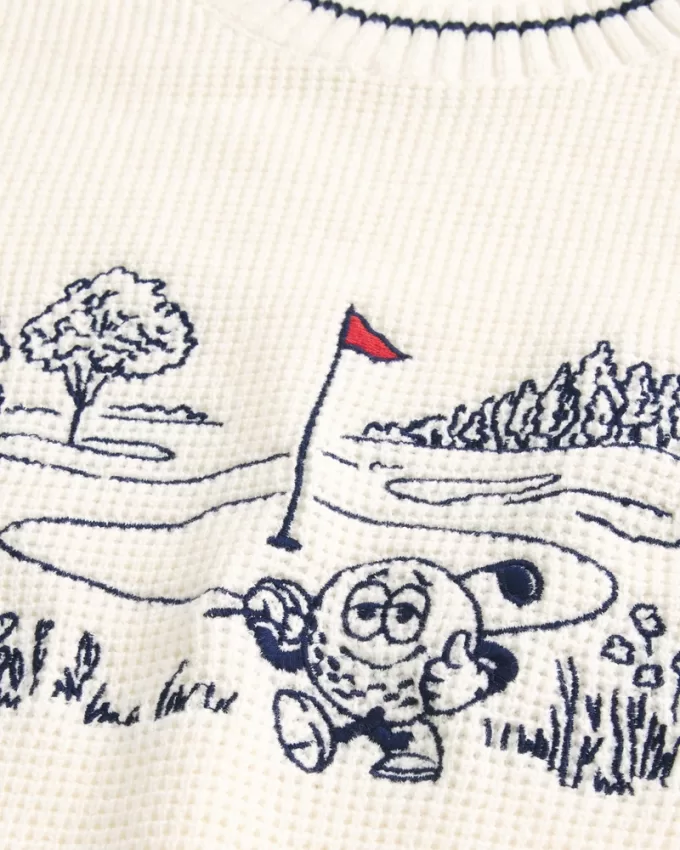 Boxy Golf Graphic Crew Sweater,Boxy Golf Graphic Crew Sweater Boxy Golf Graphic Crew Sweater,Boxy Golf Graphic Crew Sweater