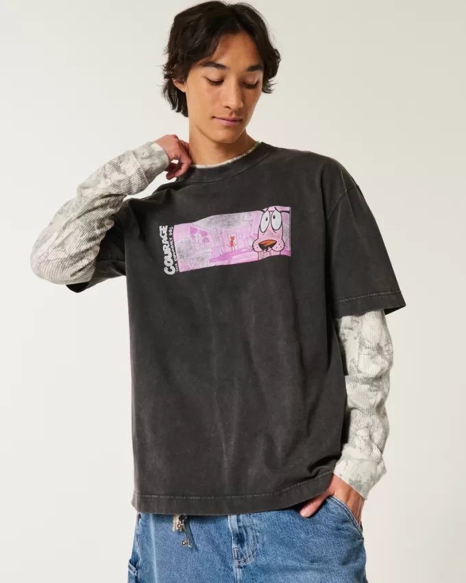 Boxy Heavyweight Courage the Friendly Dog Graphic Tee,Boxy Heavyweight Courage the Friendly Dog Graphic Tee Boxy Heavyweight Courage the Friendly Dog Graphic Tee,Boxy Heavyweight Courage the Friendly Dog Graphic Tee