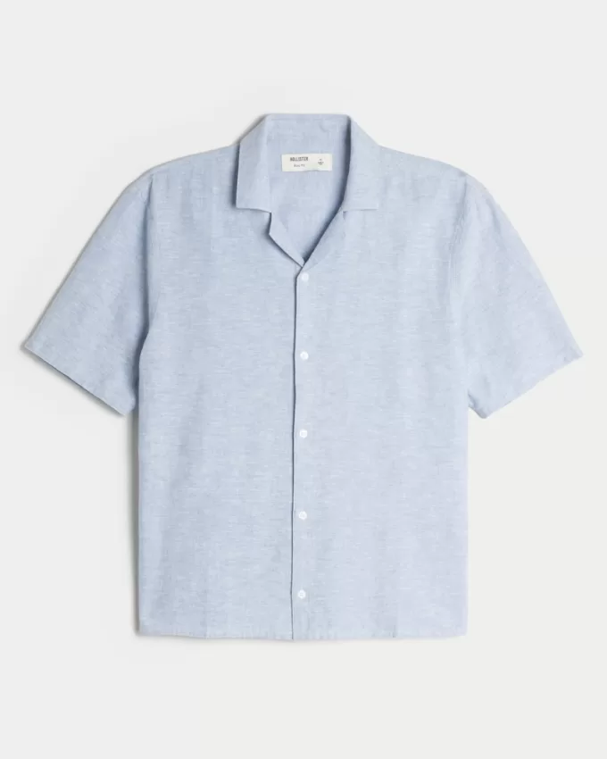 Boxy Linen-Blend Short-Sleeve Shirt,Boxy Linen-Blend Short-Sleeve Shirt Boxy Linen-Blend Short-Sleeve Shirt,Boxy Linen-Blend Short-Sleeve Shirt