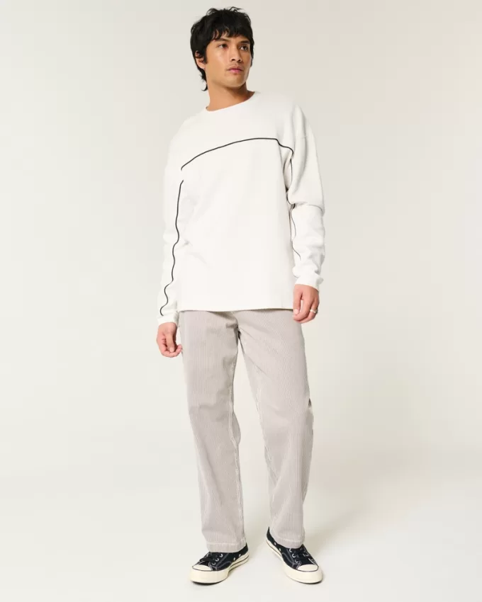 Boxy Long-Sleeve Striped Crew T-Shirt,Boxy Long-Sleeve Striped Crew T-Shirt