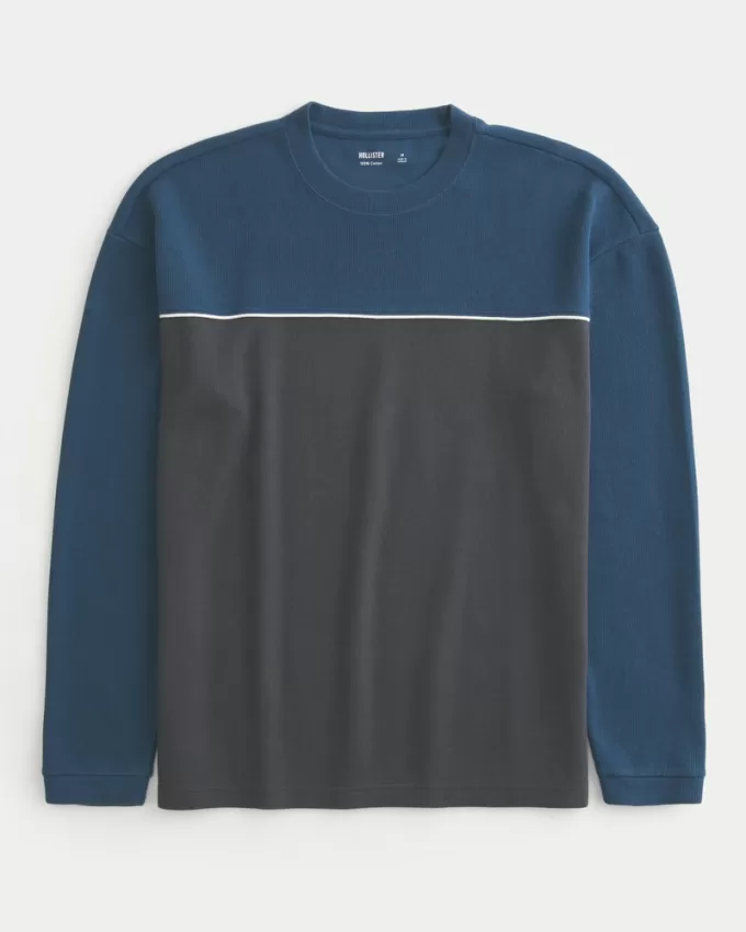 Boxy Long-Sleeve Striped Crew T-Shirt,Boxy Long-Sleeve Striped Crew T-Shirt