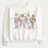 Boxy Looney Tunes Golf Graphic Crew Sweatshirt,Boxy Looney Tunes Golf Graphic Crew Sweatshirt