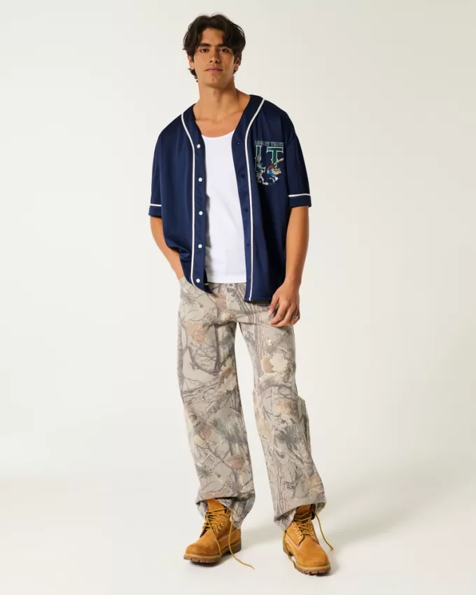 Boxy Looney Tunes Graphic Baseball Jersey,Boxy Looney Tunes Graphic Baseball Jersey