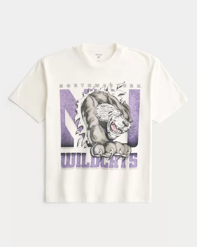 Boxy Northwestern University Wildcats Graphic Tee,Boxy Northwestern University Wildcats Graphic Tee Boxy Northwestern University Wildcats Graphic Tee,Boxy Northwestern University Wildcats Graphic Tee
