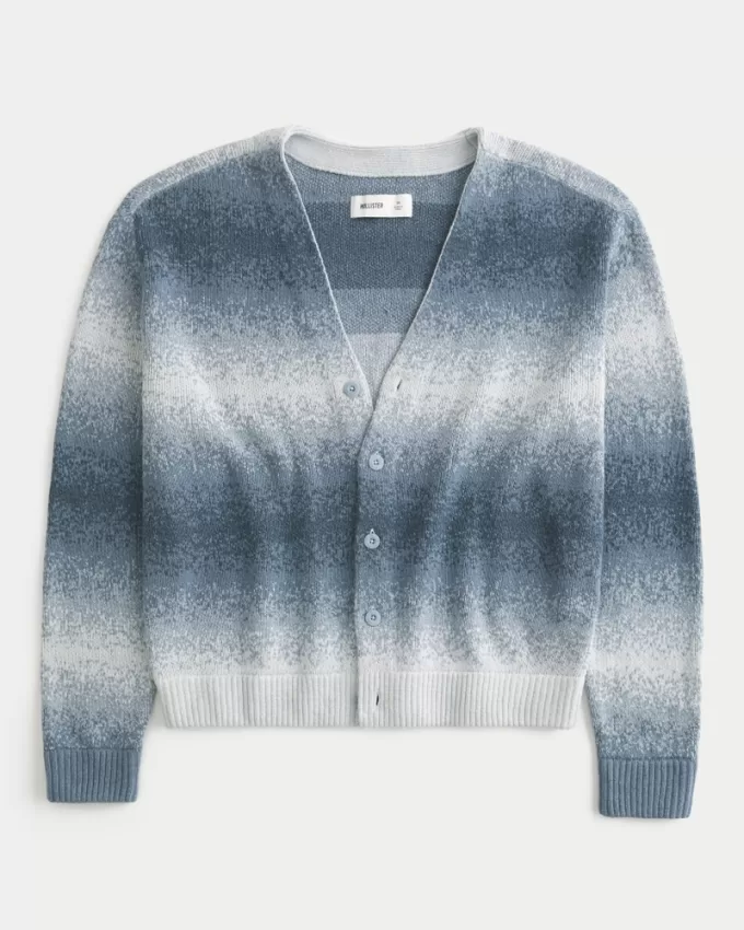 Boxy Ombre Stripe Cardigan,Boxy Ombre Stripe Cardigan