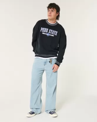 Boxy Penn State University Graphic Crew Sweatshirt,Boxy Penn State University Graphic Crew Sweatshirt