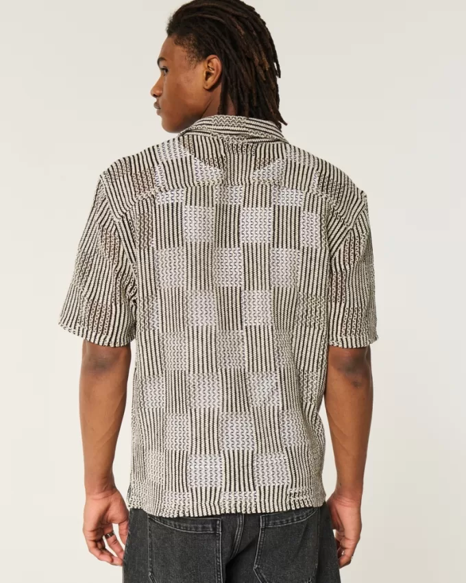 Boxy Short-Sleeve Crochet-Style Shirt,Boxy Short-Sleeve Crochet-Style Shirt Boxy Short-Sleeve Crochet-Style Shirt,Boxy Short-Sleeve Crochet-Style Shirt