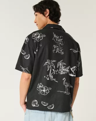 Boxy Short-Sleeve Linen-Blend Shirt,Boxy Short-Sleeve Linen-Blend Shirt Boxy Short-Sleeve Linen-Blend Shirt,Boxy Short-Sleeve Linen-Blend Shirt