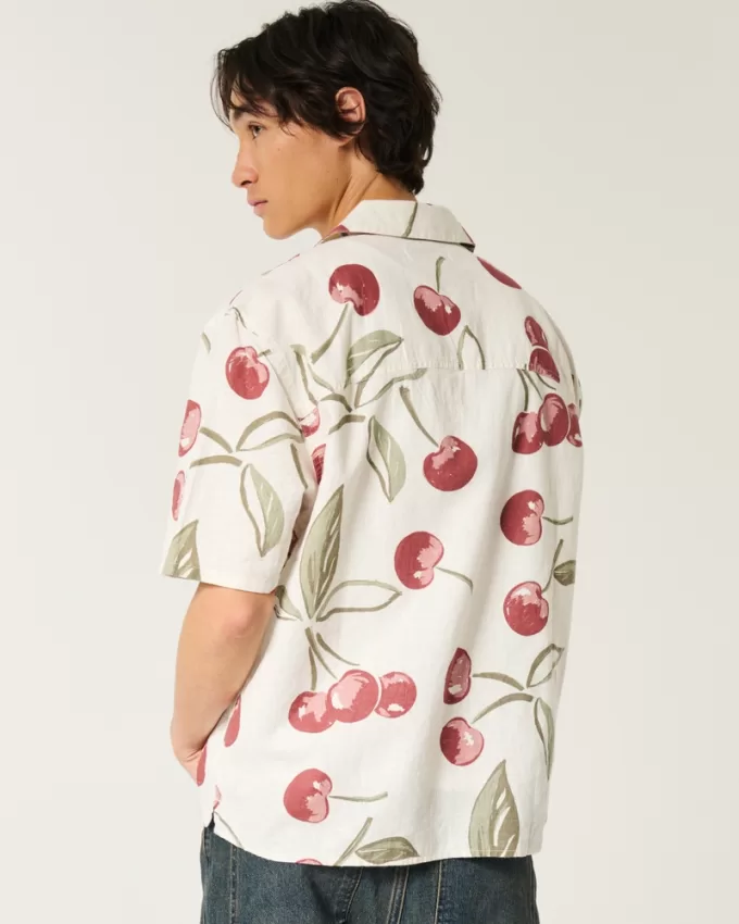 Boxy Short-Sleeve Linen-Blend Shirt,Boxy Short-Sleeve Linen-Blend Shirt Boxy Short-Sleeve Linen-Blend Shirt,Boxy Short-Sleeve Linen-Blend Shirt