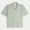 Boxy Short-Sleeve Linen-Blend Shirt,Boxy Short-Sleeve Linen-Blend Shirt Boxy Short-Sleeve Linen-Blend Shirt,Boxy Short-Sleeve Linen-Blend Shirt