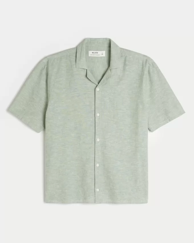 Boxy Short-Sleeve Linen-Blend Shirt,Boxy Short-Sleeve Linen-Blend Shirt Boxy Short-Sleeve Linen-Blend Shirt,Boxy Short-Sleeve Linen-Blend Shirt