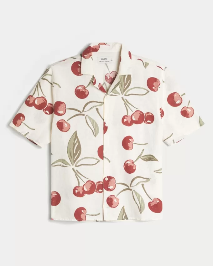 Boxy Short-Sleeve Linen-Blend Shirt,Boxy Short-Sleeve Linen-Blend Shirt Boxy Short-Sleeve Linen-Blend Shirt,Boxy Short-Sleeve Linen-Blend Shirt