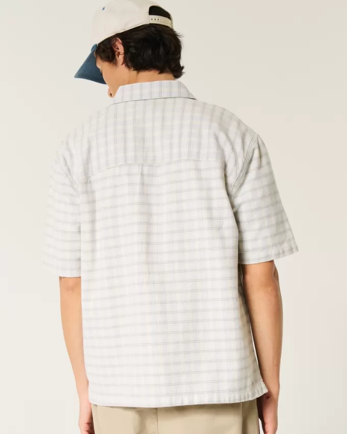 Boxy Short-Sleeve Plaid Shirt,Boxy Short-Sleeve Plaid Shirt Boxy Short-Sleeve Plaid Shirt,Boxy Short-Sleeve Plaid Shirt