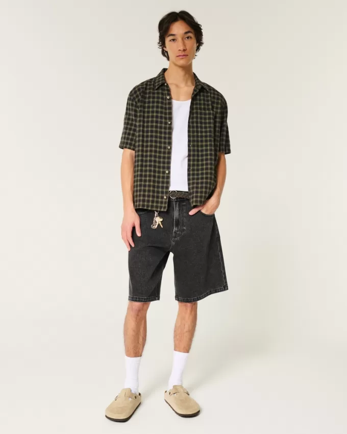 Boxy Short-Sleeve Plaid Shirt,Boxy Short-Sleeve Plaid Shirt Boxy Short-Sleeve Plaid Shirt,Boxy Short-Sleeve Plaid Shirt