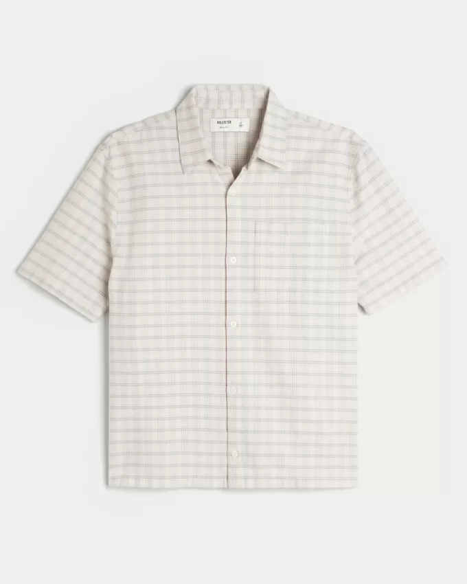 Boxy Short-Sleeve Plaid Shirt,Boxy Short-Sleeve Plaid Shirt Boxy Short-Sleeve Plaid Shirt,Boxy Short-Sleeve Plaid Shirt