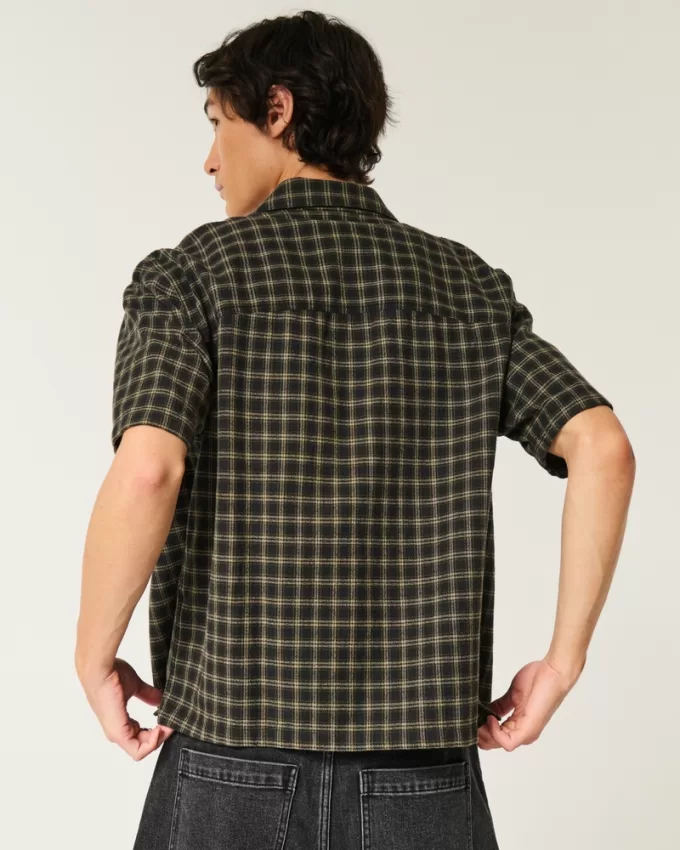 Boxy Short-Sleeve Plaid Shirt,Boxy Short-Sleeve Plaid Shirt Boxy Short-Sleeve Plaid Shirt,Boxy Short-Sleeve Plaid Shirt