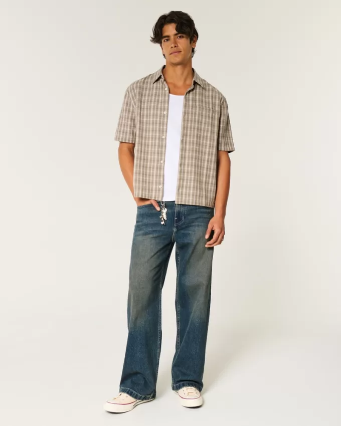 Boxy Short-Sleeve Plaid Shirt,Boxy Short-Sleeve Plaid Shirt Boxy Short-Sleeve Plaid Shirt,Boxy Short-Sleeve Plaid Shirt