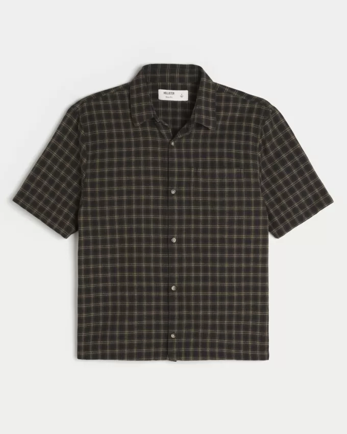 Boxy Short-Sleeve Plaid Shirt,Boxy Short-Sleeve Plaid Shirt Boxy Short-Sleeve Plaid Shirt,Boxy Short-Sleeve Plaid Shirt
